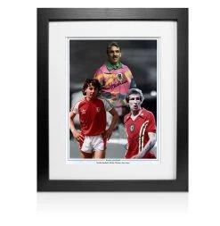 Framed Welsh Football Legends Triple Photo - Southall, Thomas, Jones