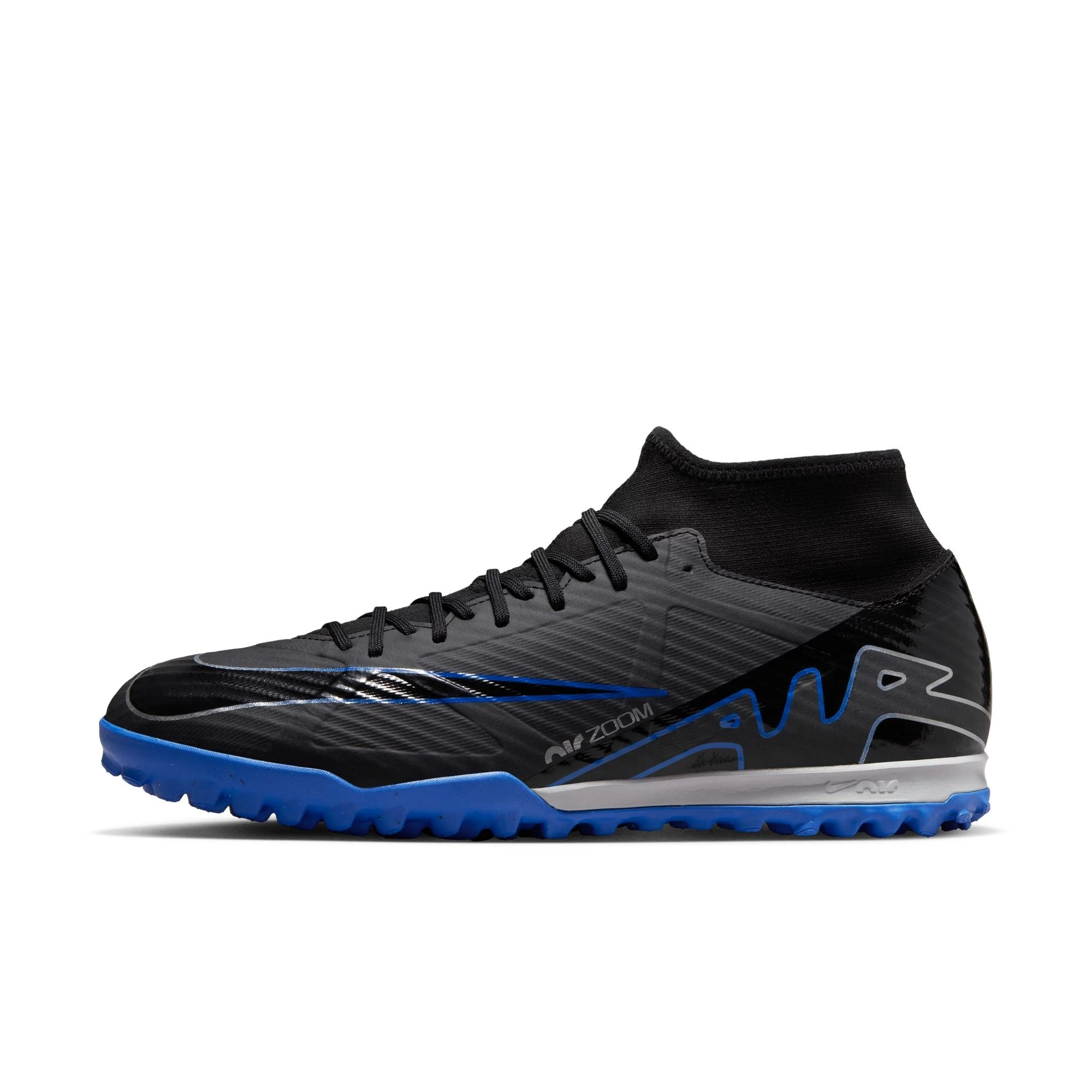 Nike Zoom Superfly 9 Academy TF Turf Soccer Shoes Black Chrome Royal - Image 3