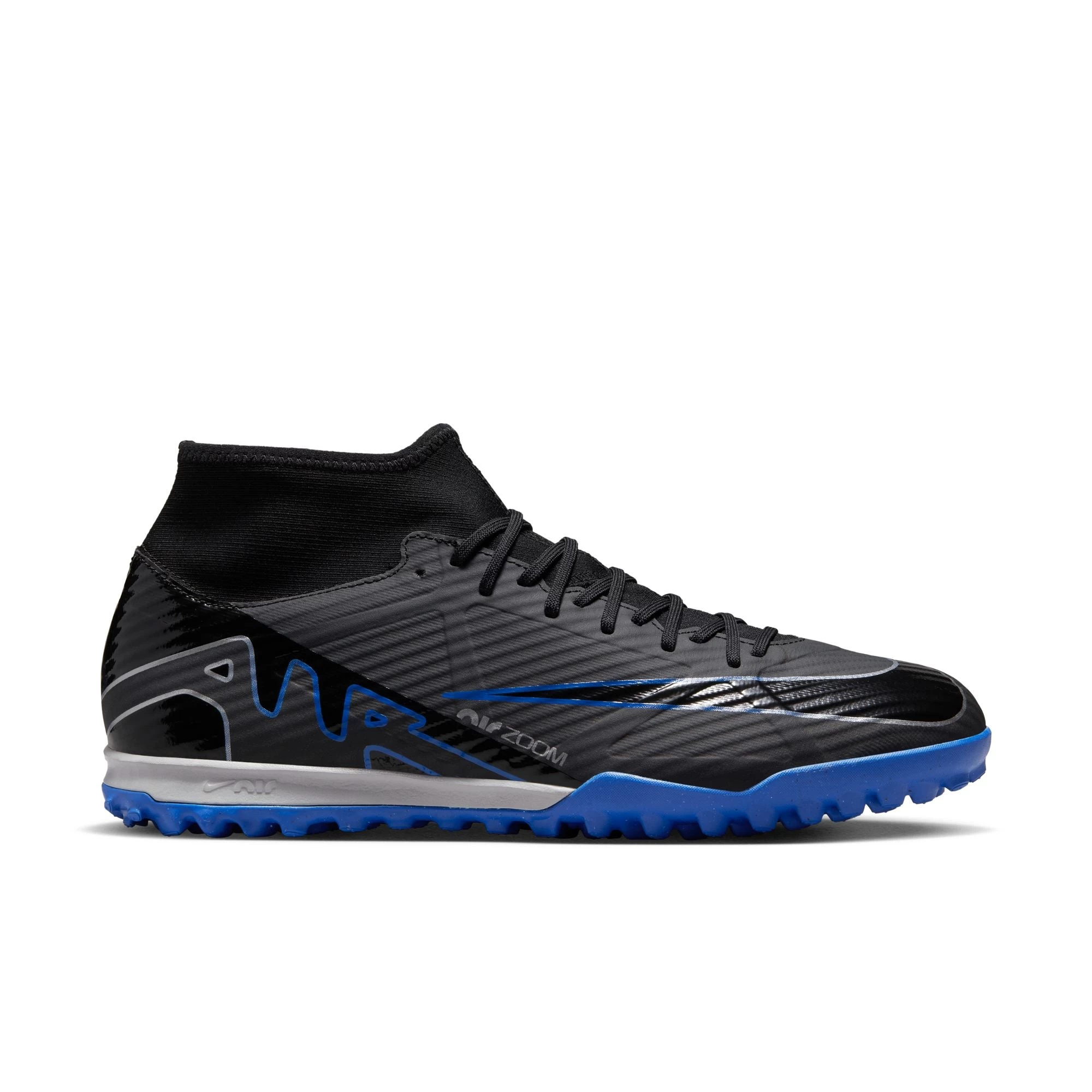 Nike Zoom Superfly 9 Academy TF Turf Soccer Shoes Black Chrome Royal