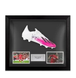 Framed Luis Garcia Signed Football Boot - Adidas X 19.3 Pink/White - Bubble Framed
