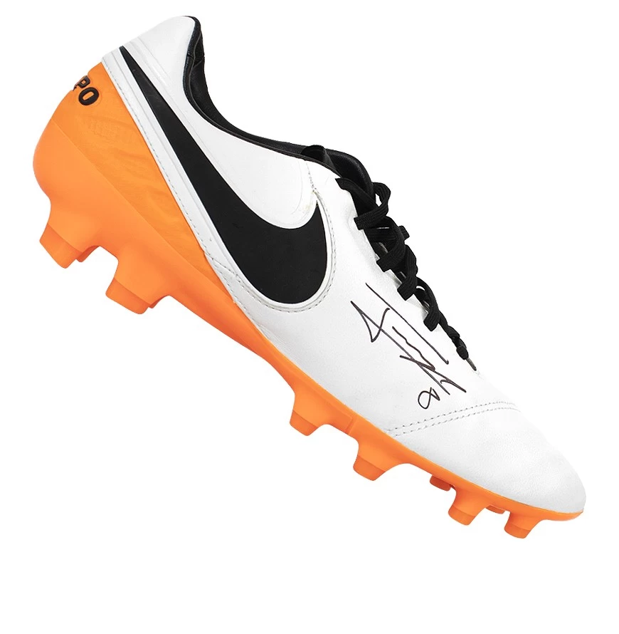 Jorginho Signed Football Boot - Nike Tiempo, White/Orange