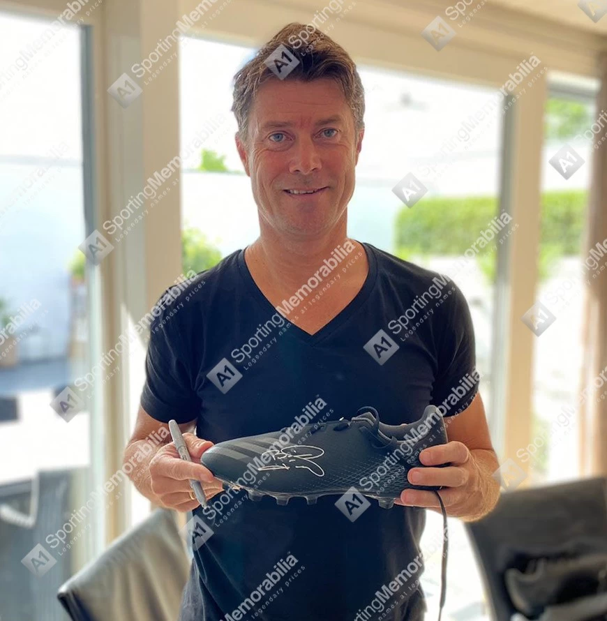 Brian Laudrup Signed Football Boot - Adidas, Black - In Acrylic Photo Display Case - Image 4