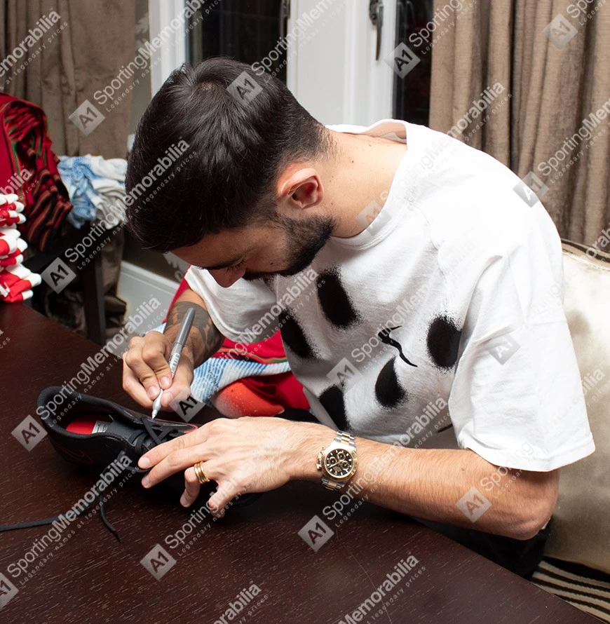 Bruno Fernandes Signed Football Boot - Nike Vapor, Black/Red - In Acrylic Photo Display Case - Image 9