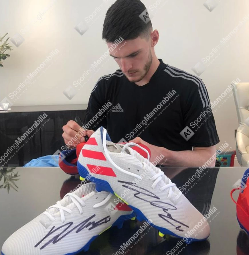 Declan Rice Signed Football Boot - Adidas, White - In Acrylic Display Case - Image 4