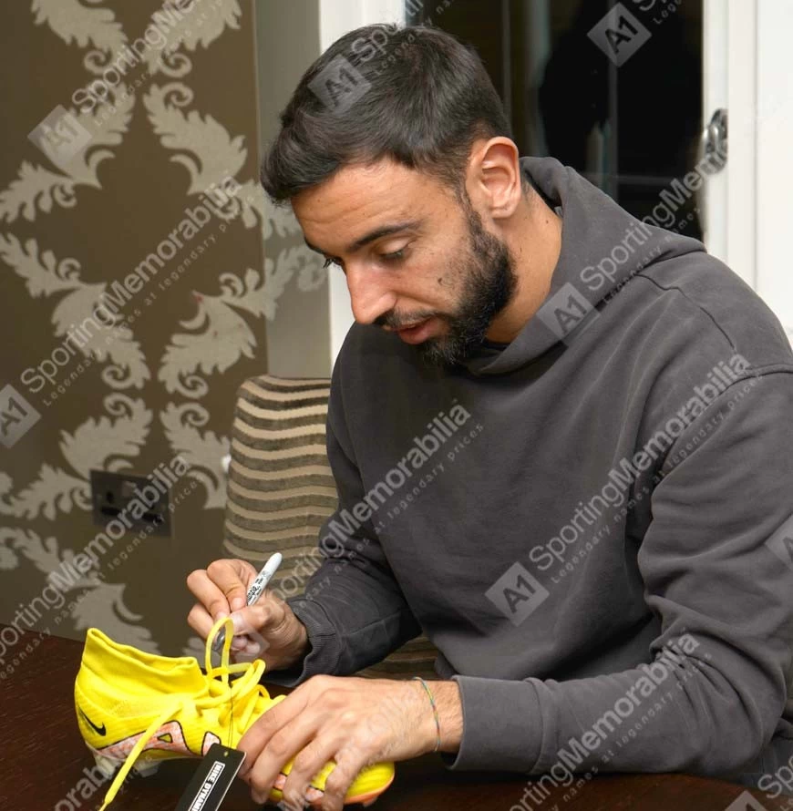 Bruno Fernandes Signed Football Boot - Nike, Yellow - Image 2