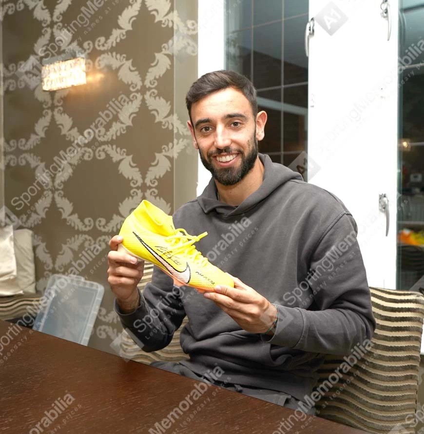 Bruno Fernandes Signed Football Boot - Nike, Yellow - Gift Box - Image 3