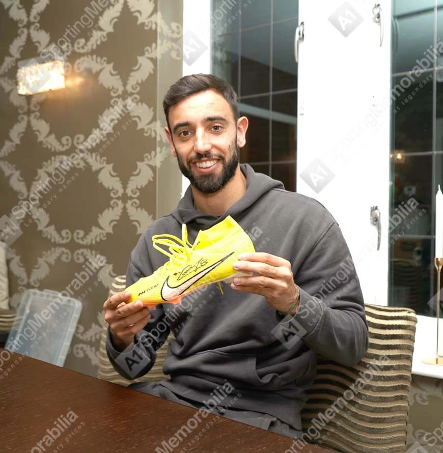 Bruno Fernandes Signed Football Boot - Nike, Yellow - Gift Box - Image 5