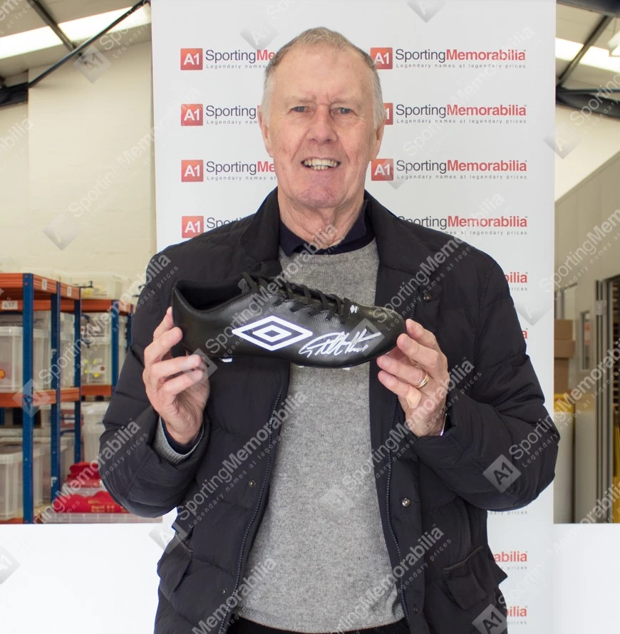 Sir Geoff Hurst Signed Football Boot - Umbro, Black - In Acrylic Display Case - Image 3