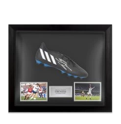 Framed Chris Waddle Signed Football Boot - Adidas - Bubble Framed