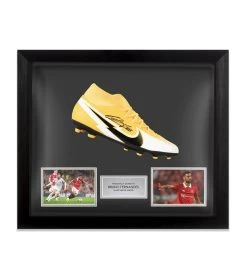 Framed Bruno Fernandes Signed Football Boot - Nike, Orange/White - Bubble Framed