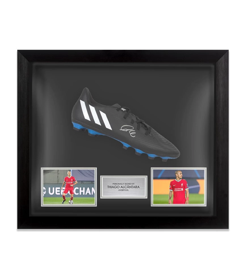 Framed Thiago Alcantara Signed Football Boot - Adidas Predator, Black - Bubble Framed