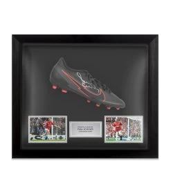 Framed Paul Scholes Signed Football Boot - Nike, Black/Red - Bubble Framed