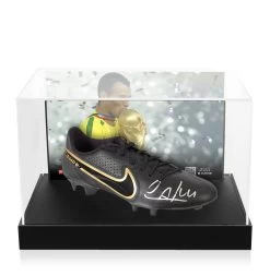 Cafu Signed Football Boot - Nike, Black - In Acrylic Photo Display Case