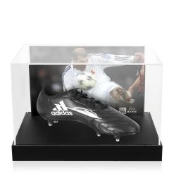 Zinedine Zidane Signed Football Boot - Adidas, Black - In Acrylic Photo Display Case