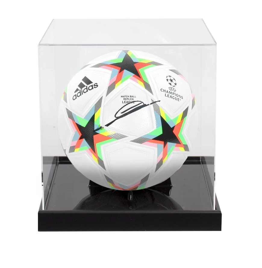 Zinedine Zidane Signed Football: Champions League - In Acrylic Display Case