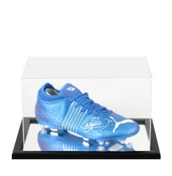 Neymar Jr Signed Football Boot - Puma, Blue - In Acrylic Display Case