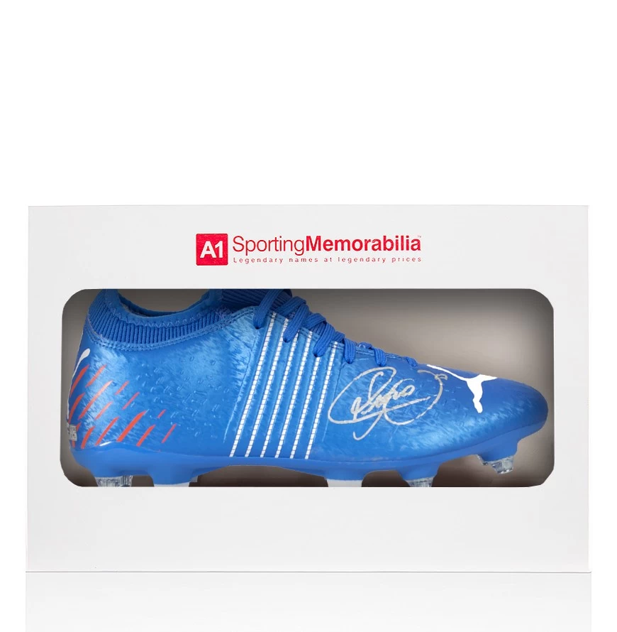 Neymar Jr Signed Football Boot - Puma, Blue - Gift Box