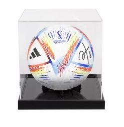 Hristo Stoichkov Signed Football: World Cup - In Acrylic Display Case