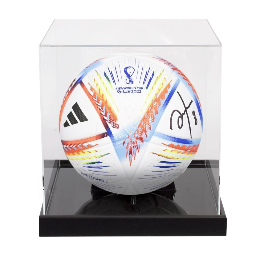 Hristo Stoichkov Signed Football: World Cup - In Acrylic Display Case