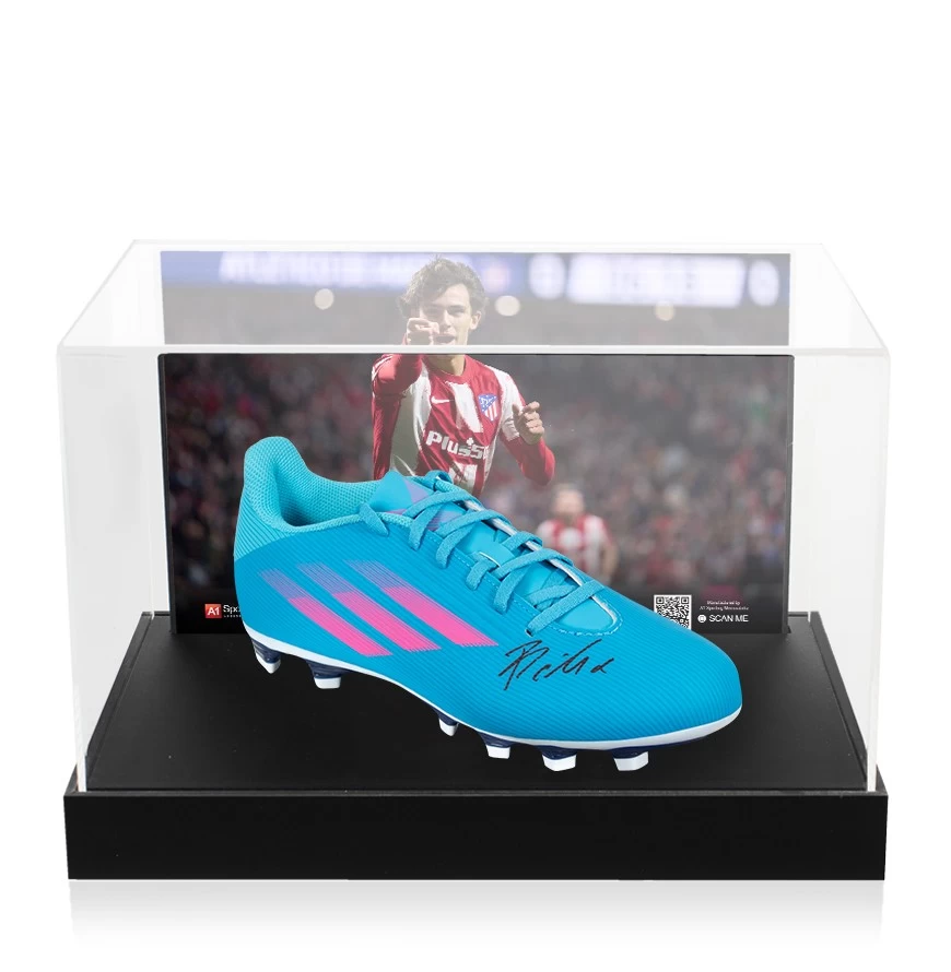 Joao Felix Signed Football Boot - Adidas, Blue/Pink - In Acrylic Photo Display Case