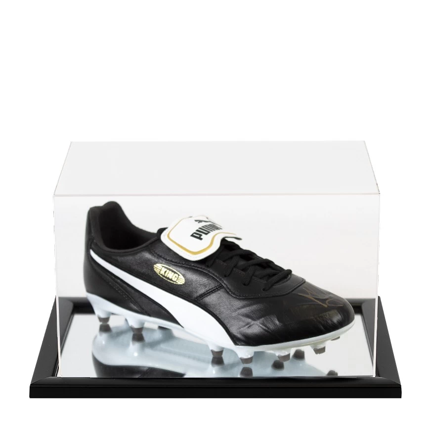 Jimmy Floyd Hasselbaink Signed Football Boot - Puma, Black - In Acrylic Display Case