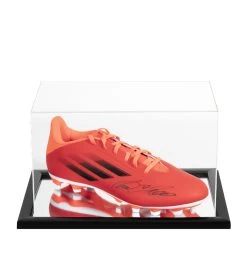 Lukas Podolski Signed Football Boot - Adidas, Red - In Acrylic Display Case