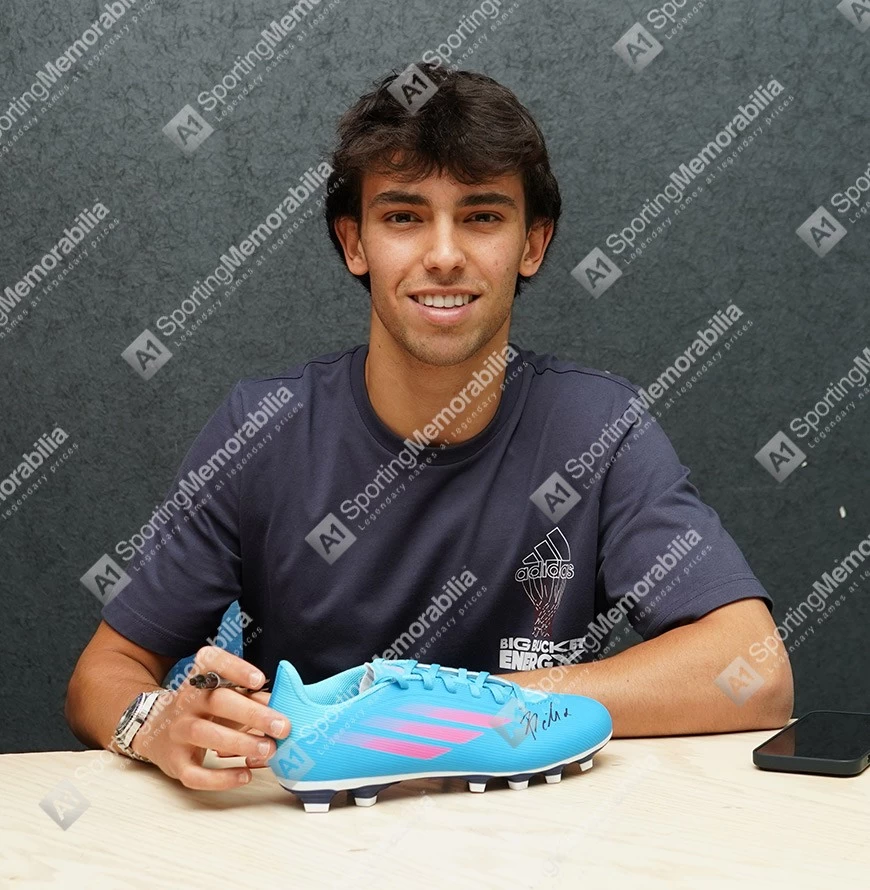 Framed Joao Felix Signed Football Boot - Adidas, Blue/Pink - Bubble Framed - Image 3