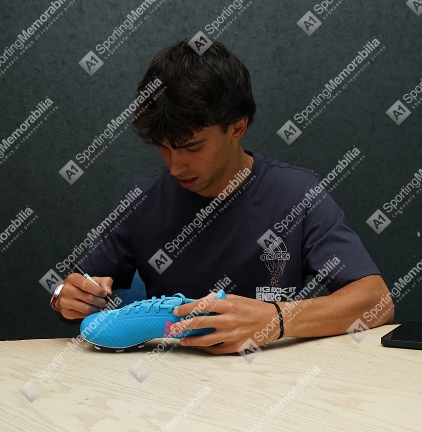 Joao Felix Signed Football Boot - Adidas, Blue/Pink - In Acrylic Photo Display Case - Image 5