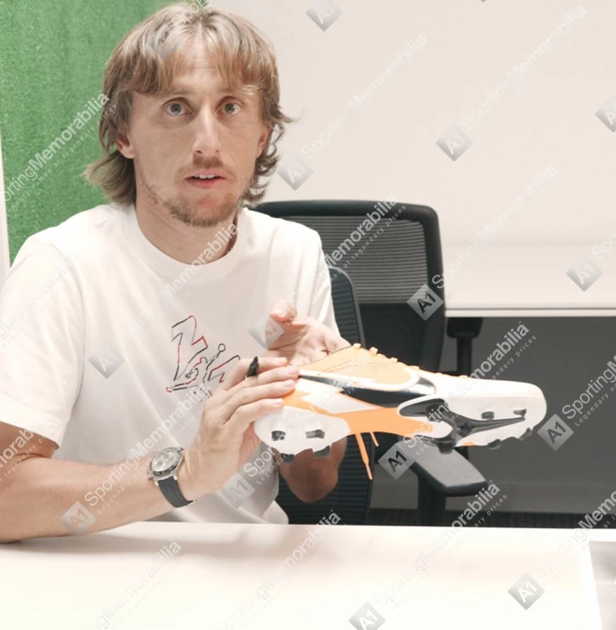 Luka Modric Signed Football Boot - Nike, Orange/Black - In Acrylic Display Case - Image 4