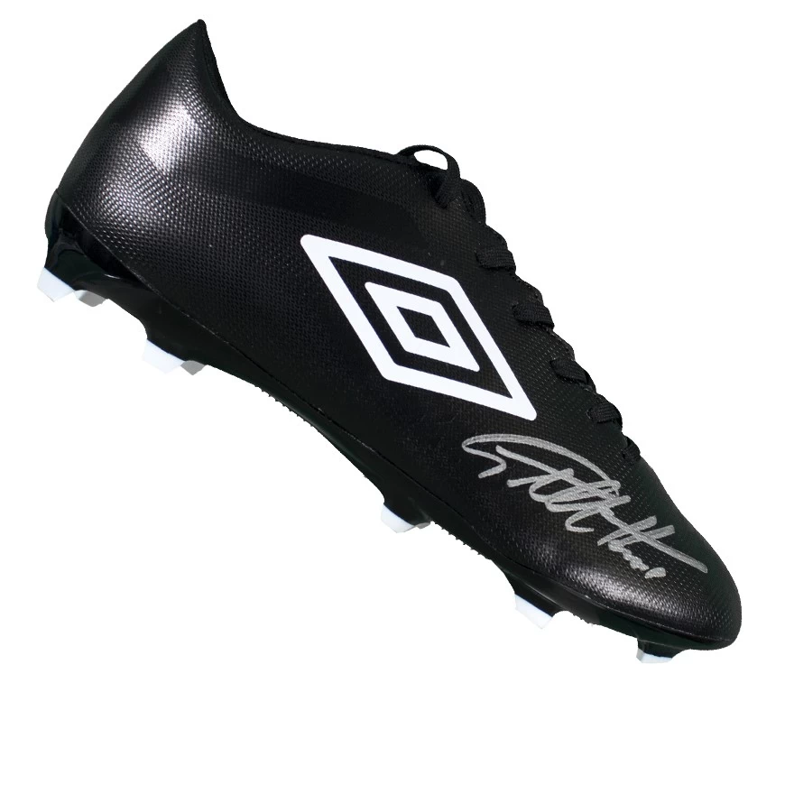 Sir Geoff Hurst Signed Football Boot - Umbro, Black - In Acrylic Display Case - Image 2