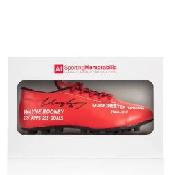 Wayne Rooney Signed Football Boot - Stats - Gift Box