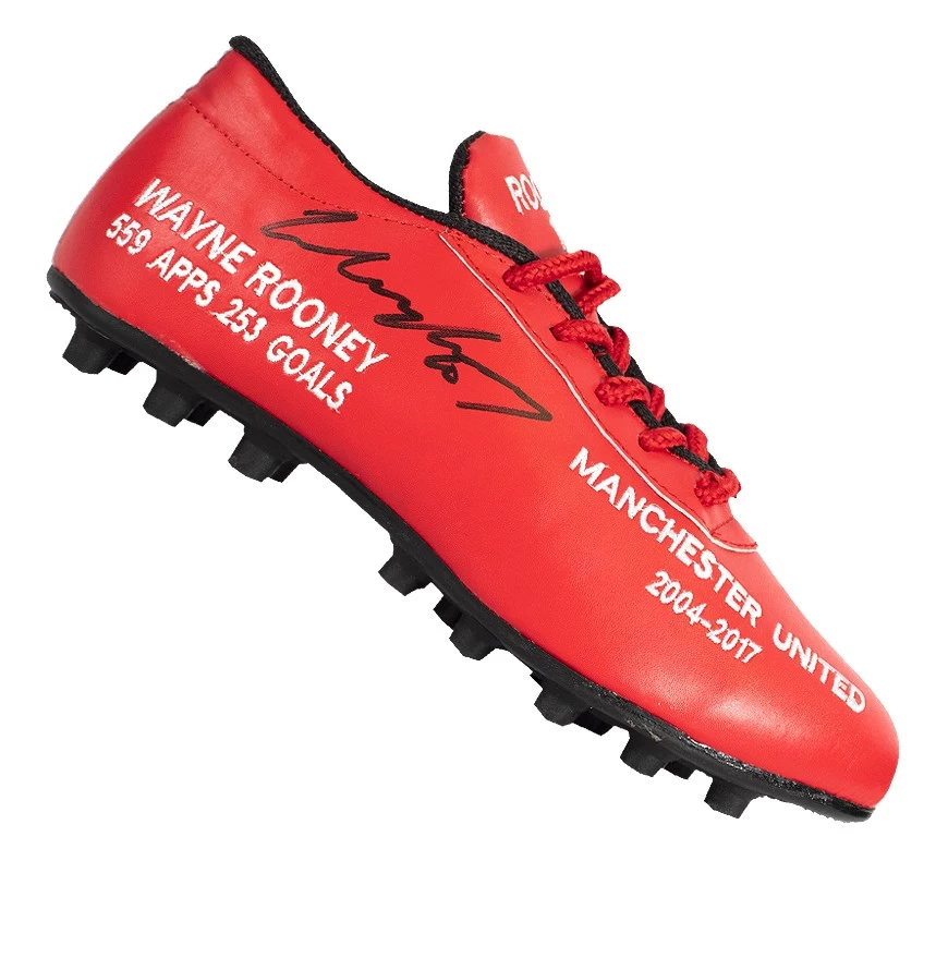 Wayne Rooney Signed Football Boot - Stats - In Acrylic Display Case - Image 2