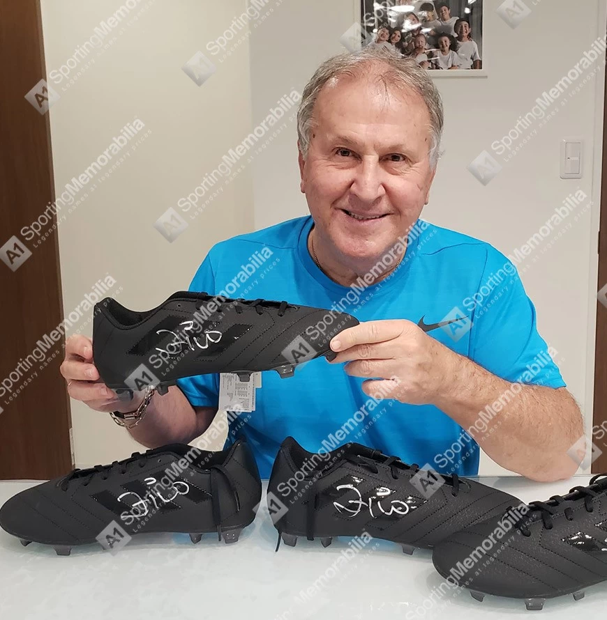 Zico Signed Football Boot - Adidas Blackout - In Acrylic Display Case - Image 3